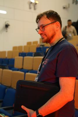 Conference Lead, Gregory Marler, checking everything is running smoothly