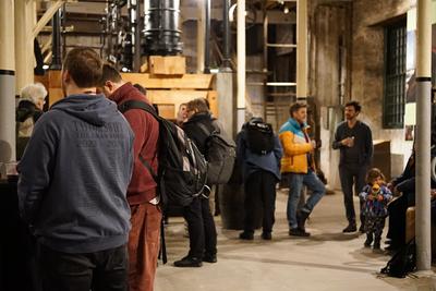 Groups of conversations at the social event