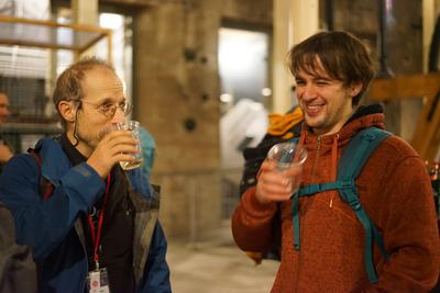 Laughter and drinks as map conversations continued